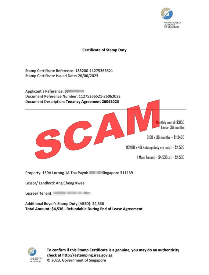 Image showing scam email seeking payment for ABSD
