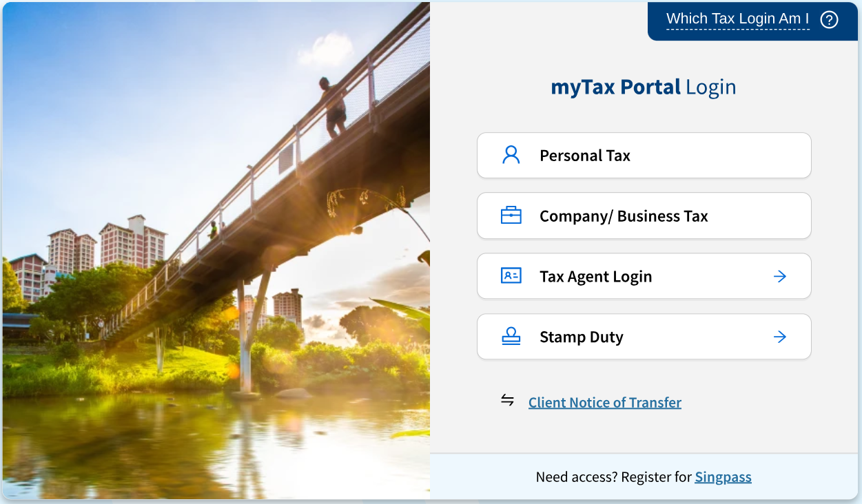 Screenshot of myTax Portal Login Page