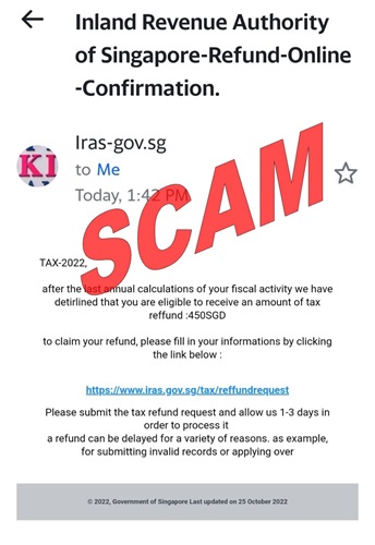 Image 3 of scam email tax refund request directing taxpayers to click on an embedded link to receive the tax refund