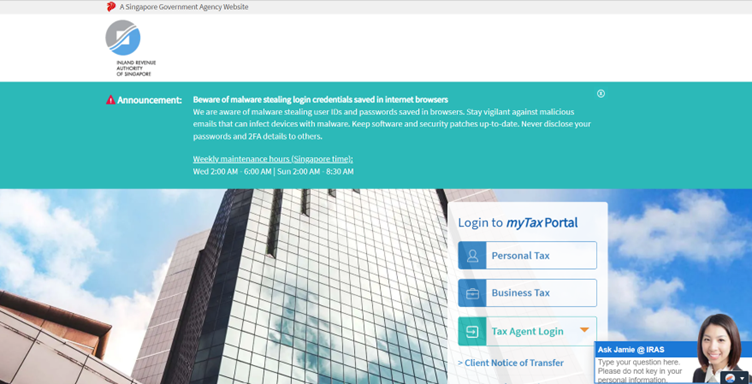 Screenshot of MyTax Portal