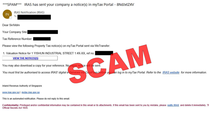 Screenshot of phishing scam on Property Tax notice_26Oct2023