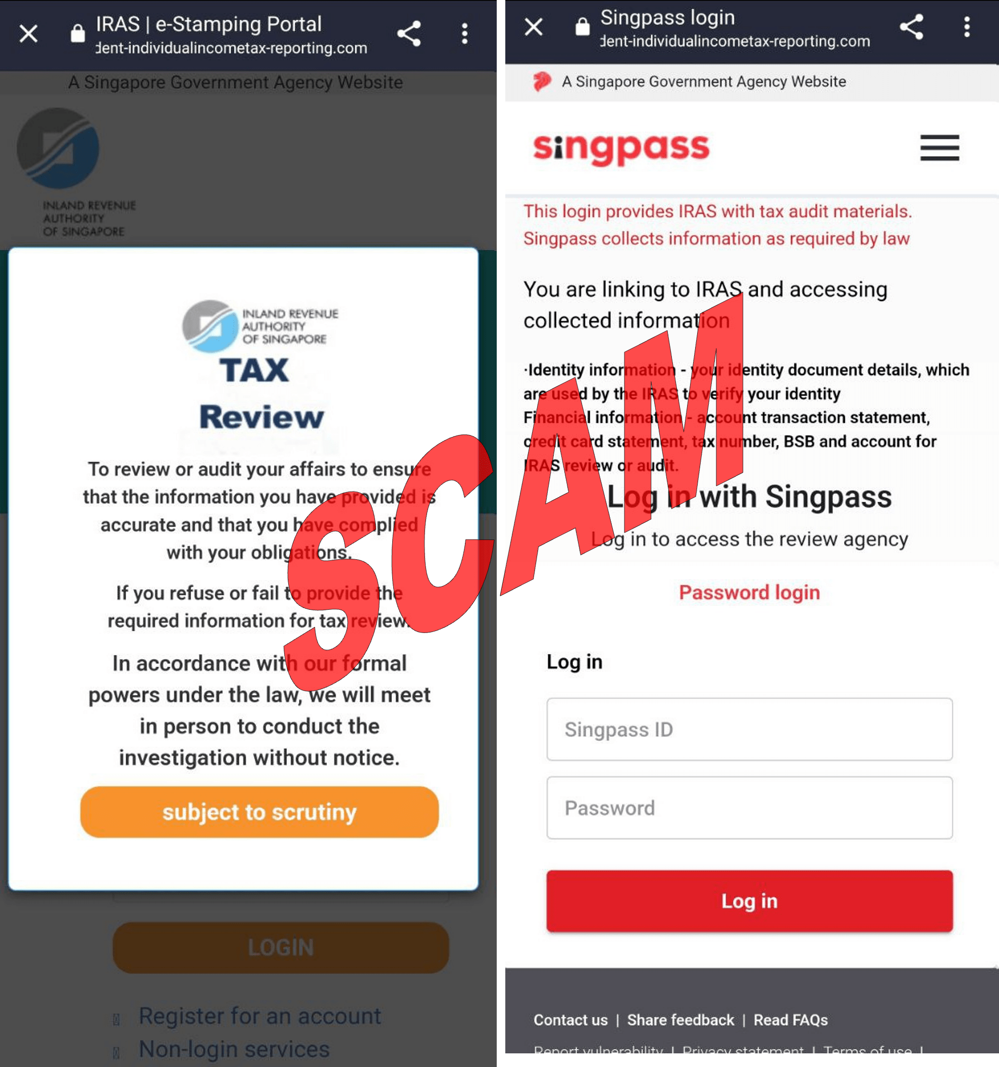 Screenshot of the fake website