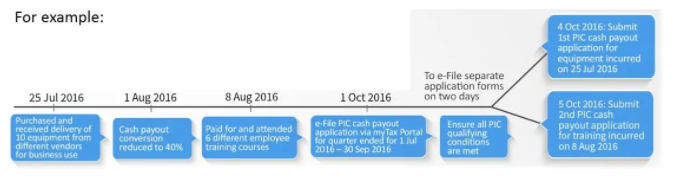 Example if your PIC cash payout application consists of more than 15 items for one YA