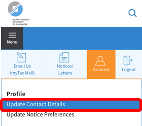 myTax Portal Update Contact Details - mobile