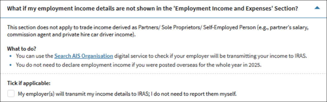 Employer is under AIS interface