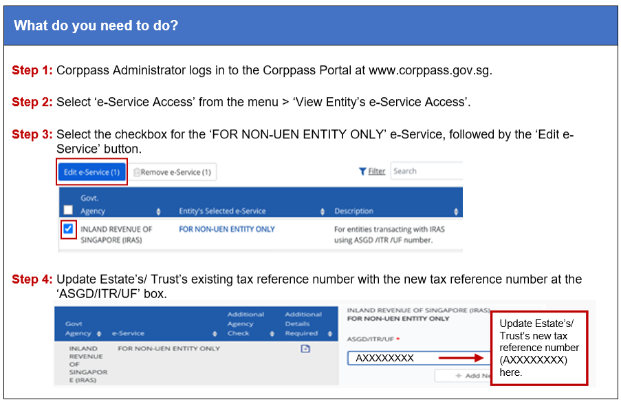 Update Estate's/ Trust's tax reference number