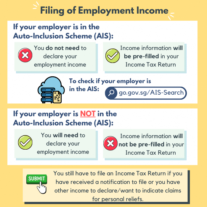 Filing of employment income for AIS