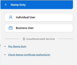 Stamp Duty login options and services at myTax Portal