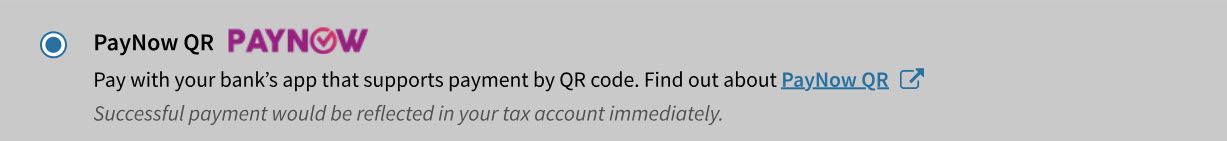Select PayNow QR payment option at Pay Taxes page