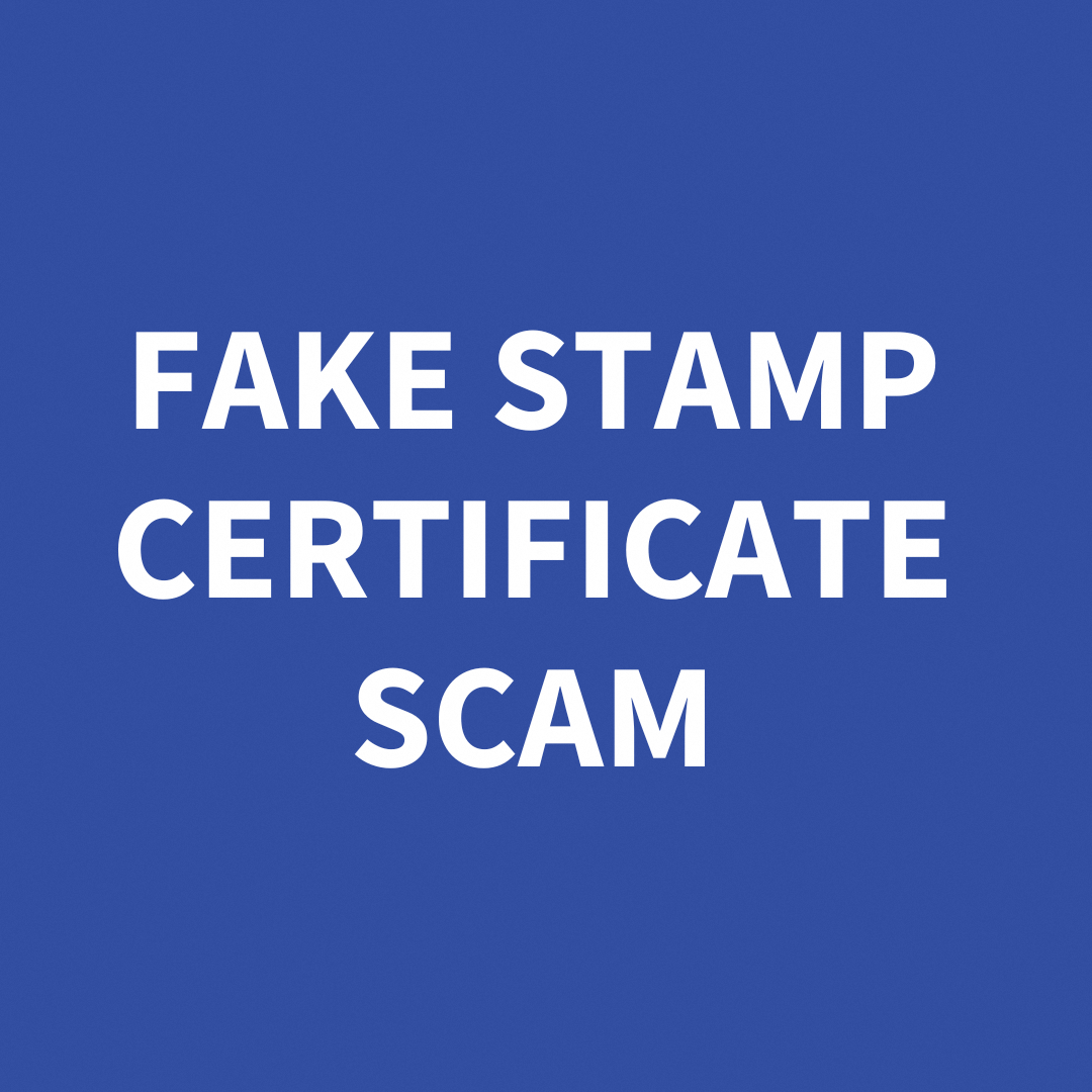 Fake stamp cert scam