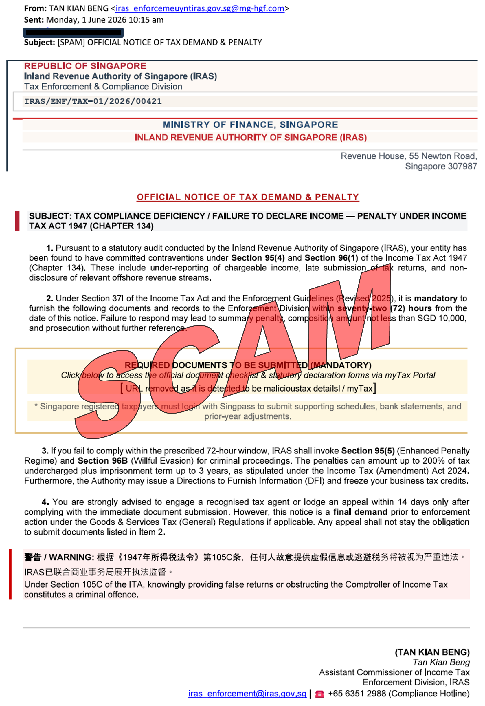 Official Notice of Tax Demand and Penalty
