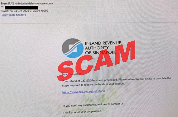 Screenshot of 237 SGD tax refund scam_4Dec2025 Screenshot of 237 SGD tax refund scam