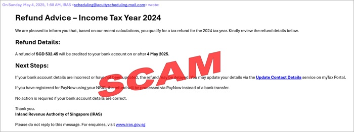 Screenshot of email on refund advice - IIT 2024_6May2025 Screenshot of scam email on refund advice - IIT 2024