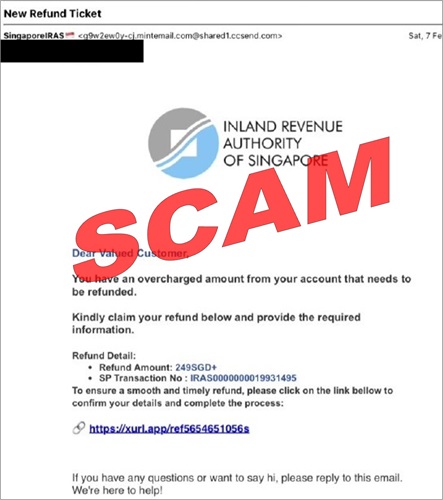 Screenshot of new refund ticket email scam_9Feb2026 Screenshot of new refund ticket email scam
