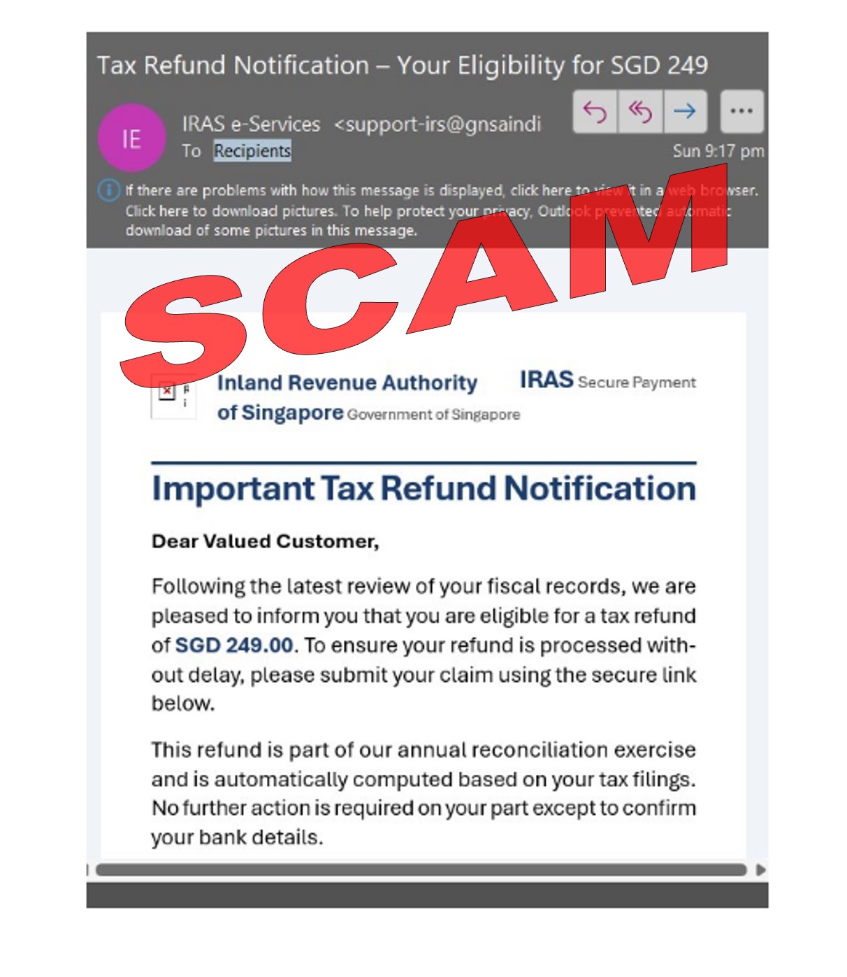 Screenshot of tax refund of SGD 249 notification_3 Aug 2026