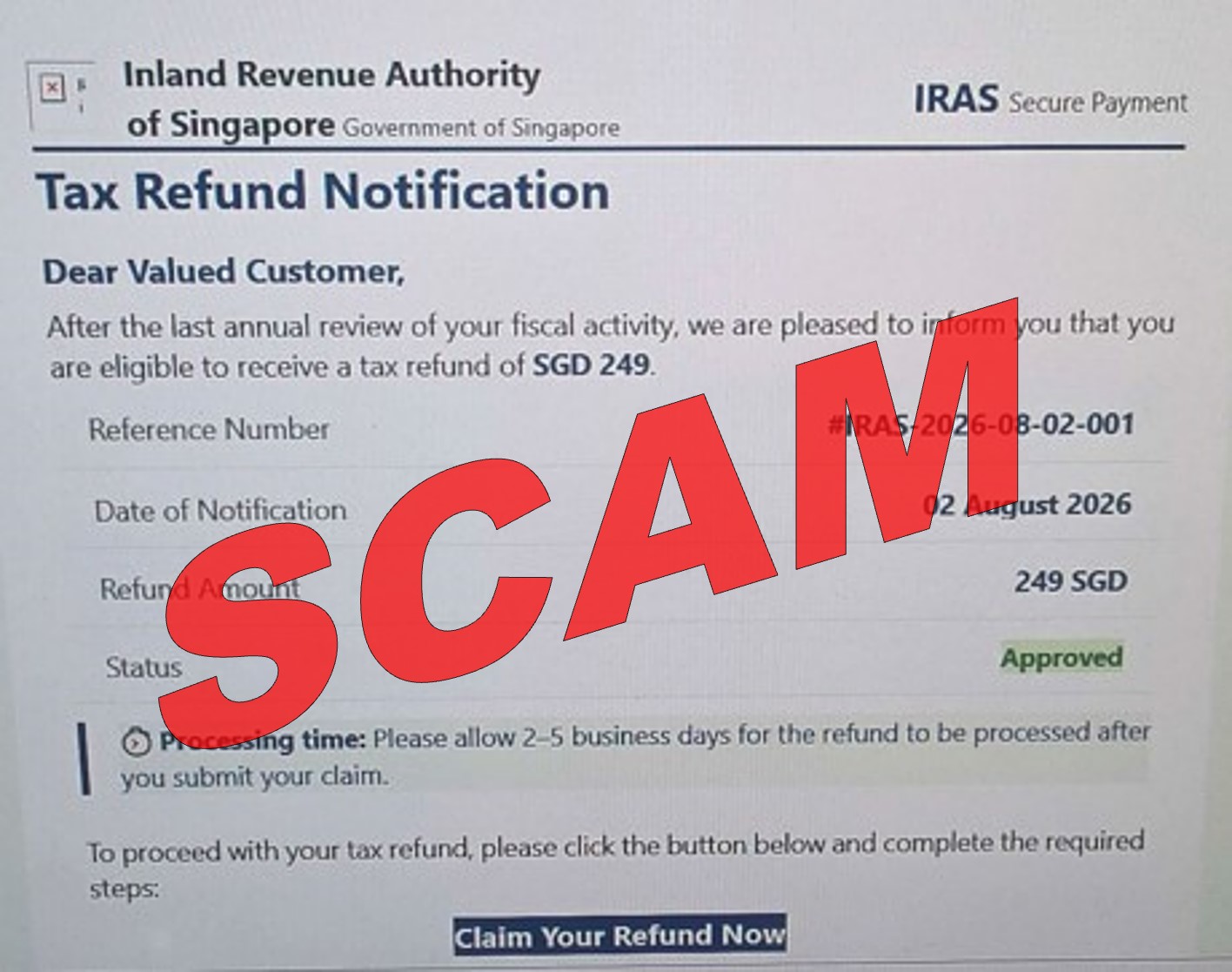 Screenshot of tax refund of SGD 249 notification (2)_3 Aug 2026