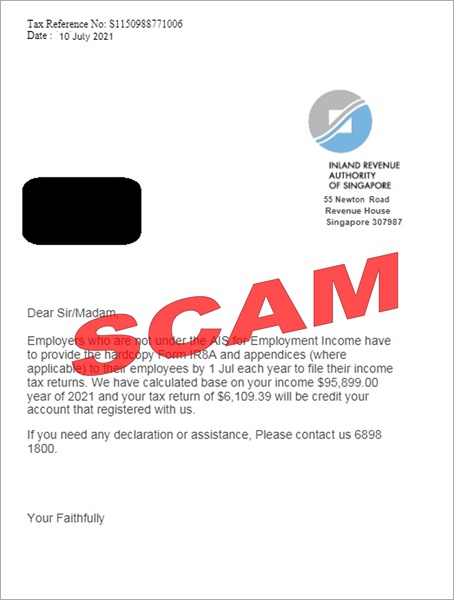 Screenshot of tax refund scam_14Aug2025 Screenshot of AIS related tax refund scam