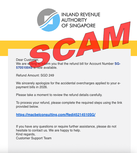 Tax refund scam variant_120126 Screenshot on tax refund scam variant (249SGD)_12Jan2026