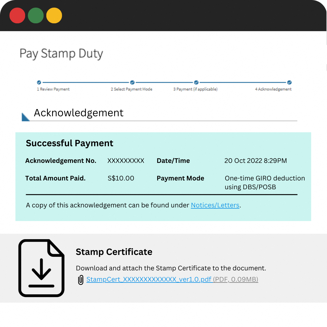 Successful payment acknowledgement page