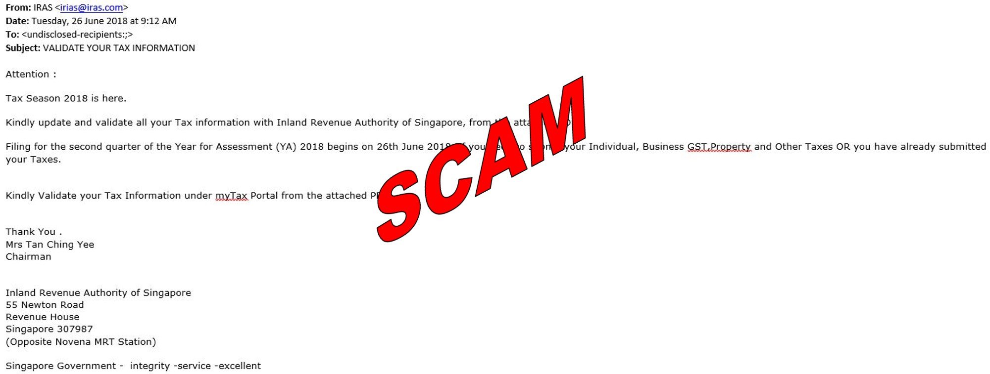 Iras Advisory On Scam Amp Fraudulent Activities