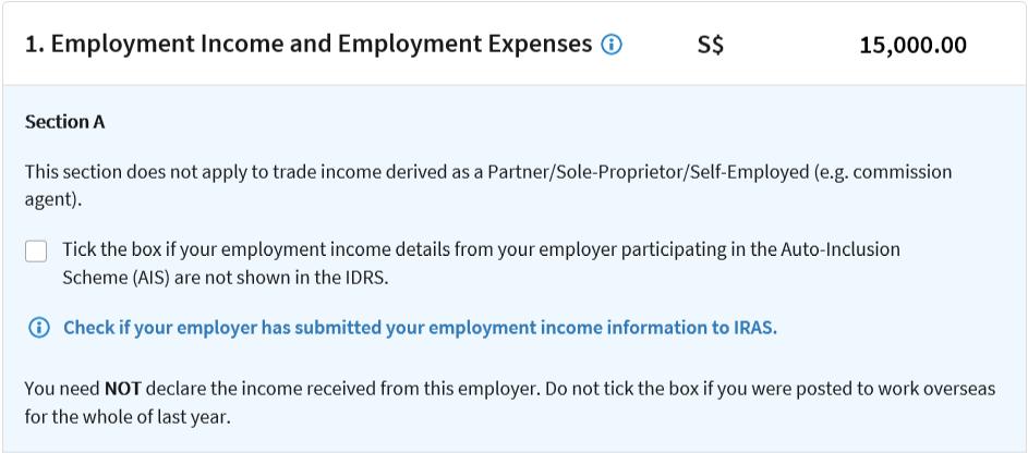 Tick the box if your employer is on AIS but your income details are not in IDRS Tick the box if your employer is on AIS but your income details are not in IDRS