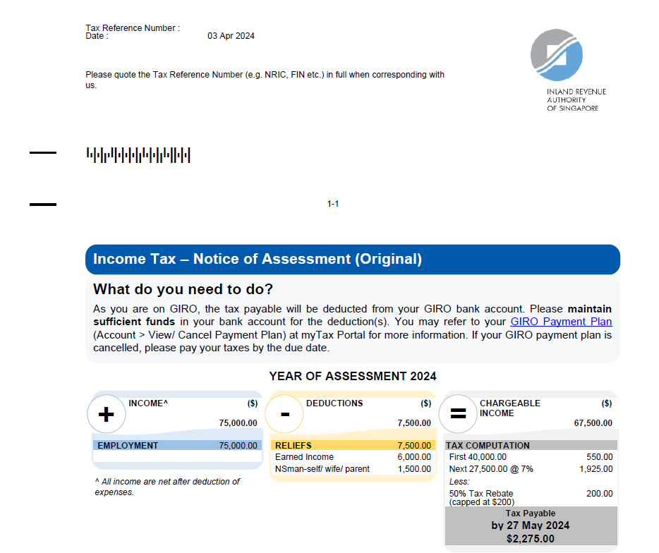 IRAS Understanding my tax assessment